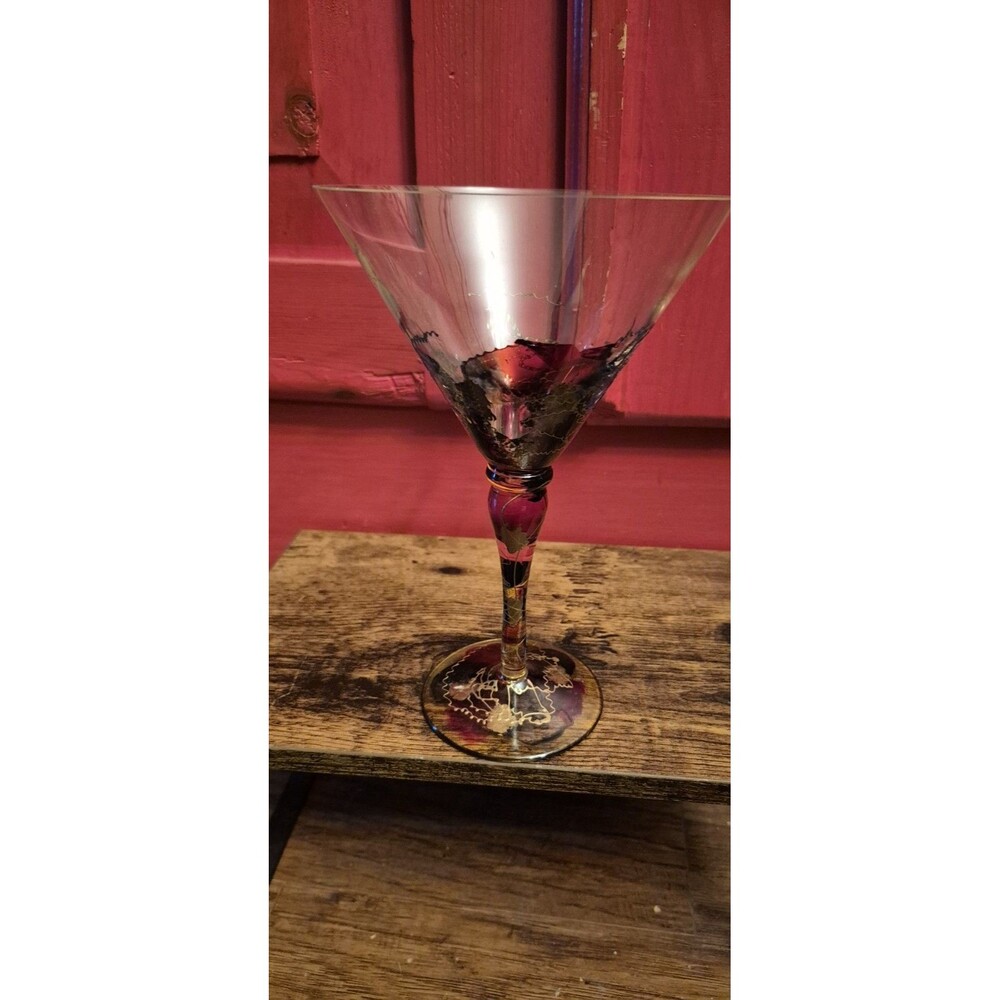 Monarch Crystal Monaco Martini Glass Hand Painted Romanian Art Glass Replacement